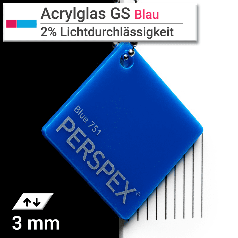 Plexiglas® GS Perspex® Acrylglas 3mm Stärke Zuschnitt Blau lichtdurchlässig
