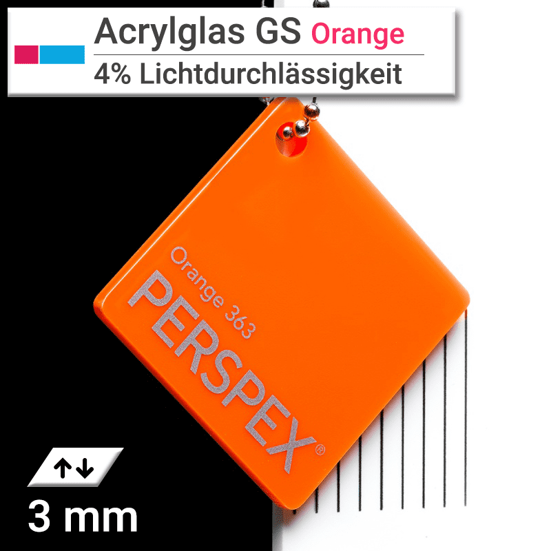 Plexiglas® GS Perspex® Acrylglas 3mm Stärke Zuschnitt Orange lichtdurchlässig 