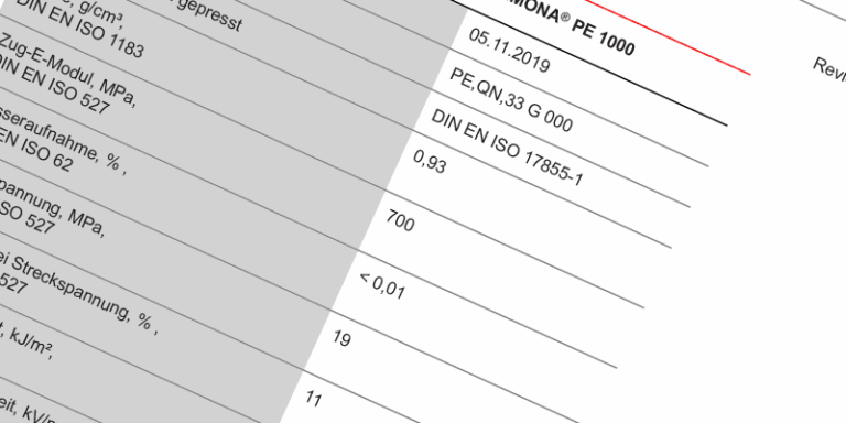 Polyethylen Technische Datenblätter